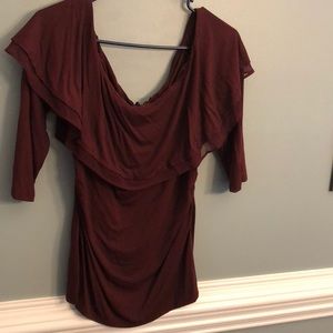 Gorgeous burgundy fitted top with ruffle